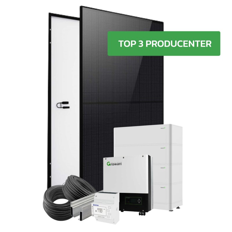 Komplet 10,1 kWp Growatt Hybrid solcelleanlæg til alle tagtyper