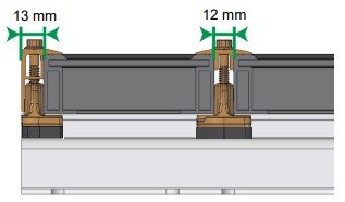 Illustration af dimensioner for hvor meget et solcelleanlæg fylder i højden