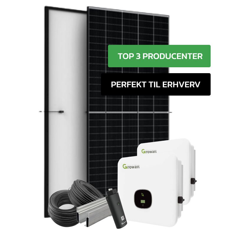Komplet 50,5 kWp Growatt solcelleanlæg til alle tagtyper