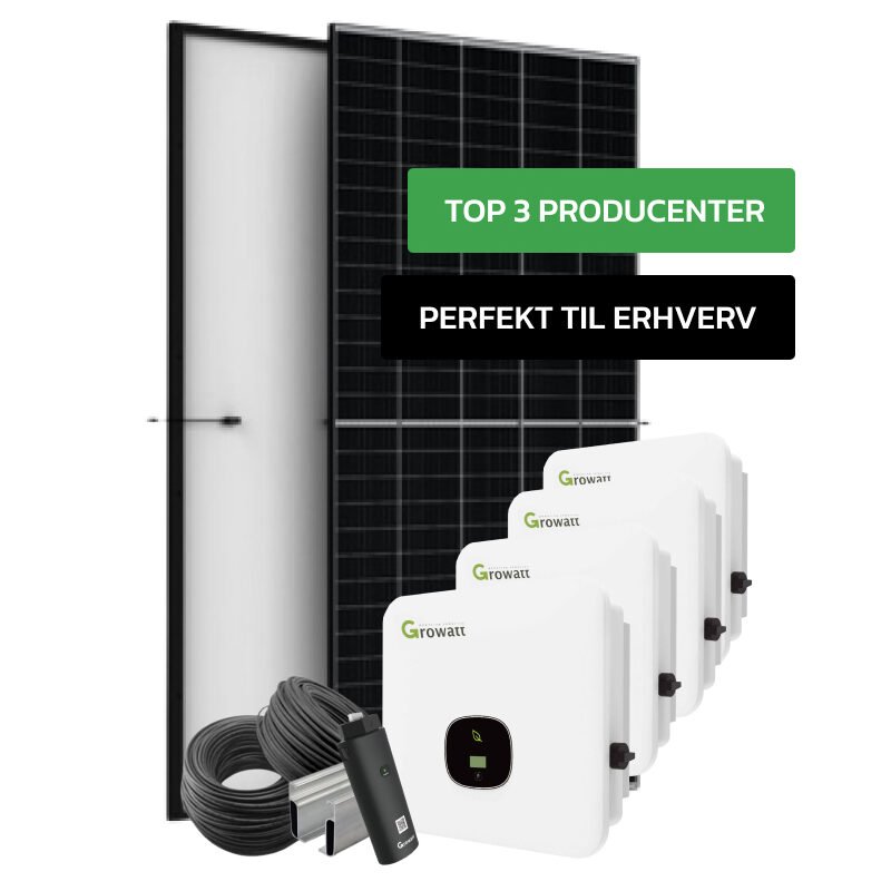 Komplet 100,49 kWp Growatt solcelleanlæg til alle tagtyper